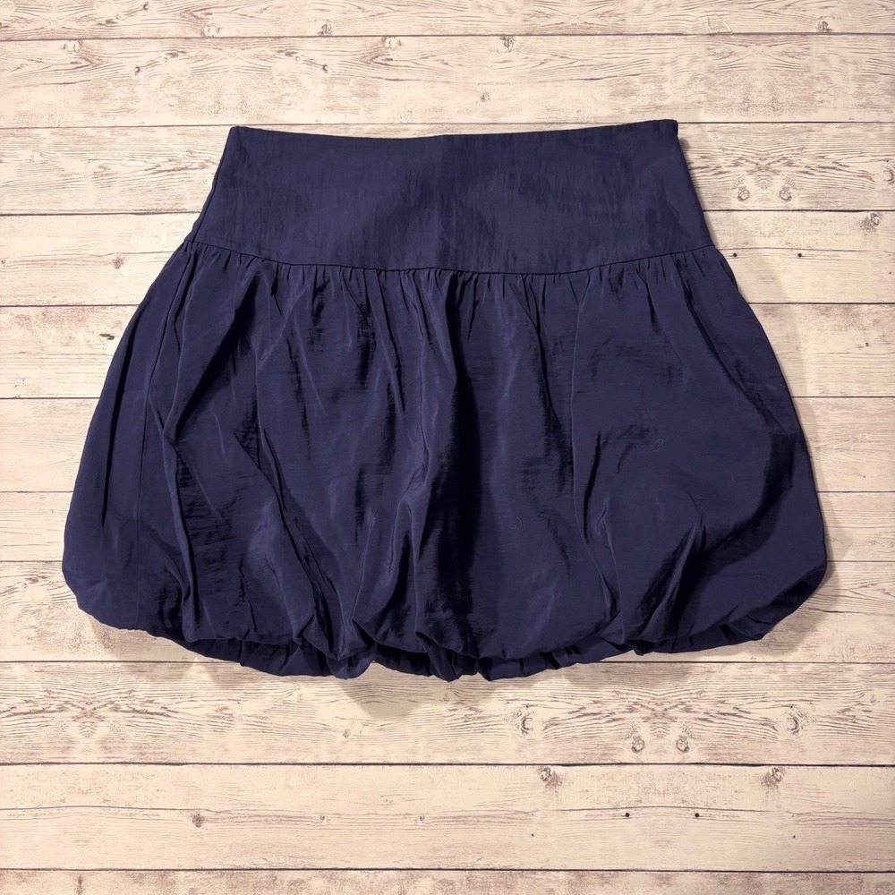 A New Day Navy Blue Bubble Mini Skirt Modal Blend Size 6 NWT 018053235 - Picture 3 of 8